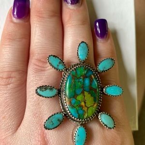 Genuine Turquoise Ring- Sterling Silver